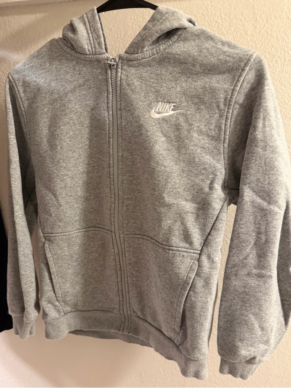 Nike Light Gray Full-Zip Hoodie with White Swoosh